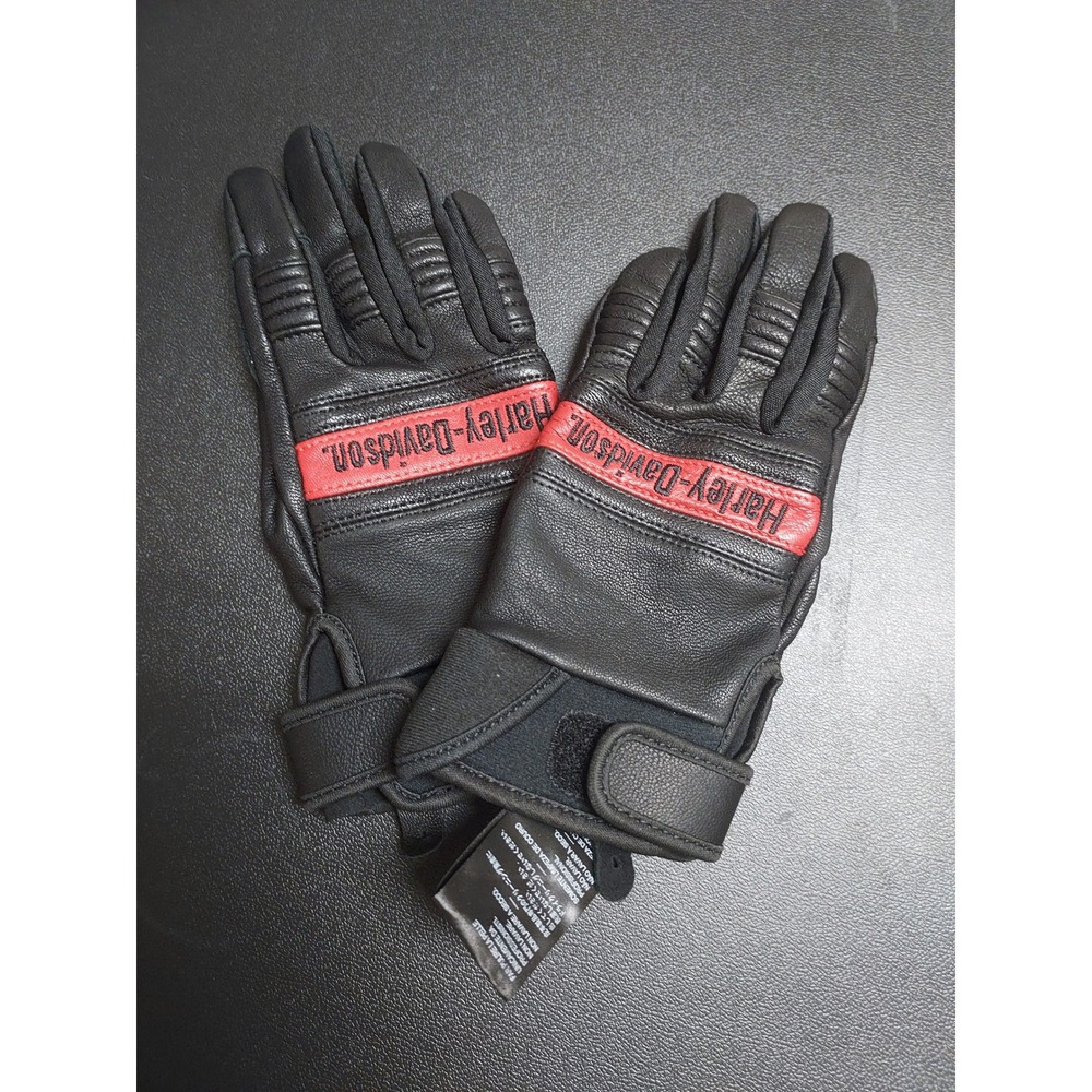 NEW Harley Davidson Motorcycle Gloves Womens XS Goatskin Leather Black Red NWOT